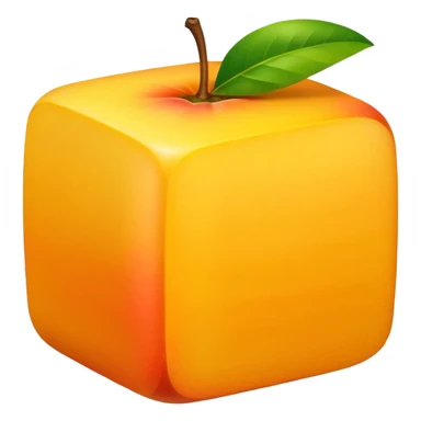 single mango cube, smooth rounded edges, bright yellow-orange, minimal flat design, no face, no stem, no leaf, isolated on white background sticker