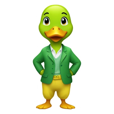Green happy duck with yellow pants sticker
