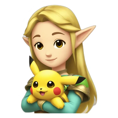 Princess Zelda cuddling a pikachu sticker