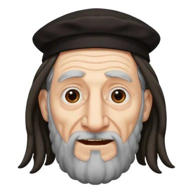 Jewish elderly man emoji with long dread hair on the sides and jewish hat, long big nose and crooked teeth sticker