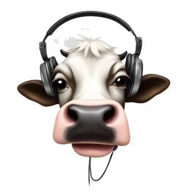 cute cow head melting with head phones listening to music sticker