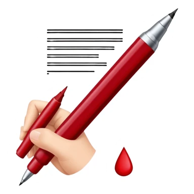 the hand writes with a dark red pen sticker