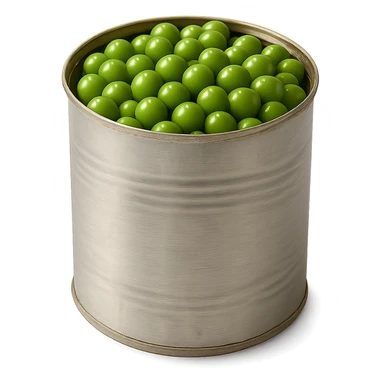 Realistic style jar of canned peas, natural details, no background. sticker
