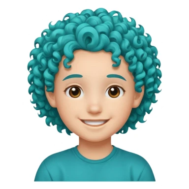 curly turqoise haired kid sticker
