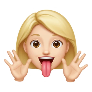 person with tongue out, hands at the sides, mouth open, playful expression sticker