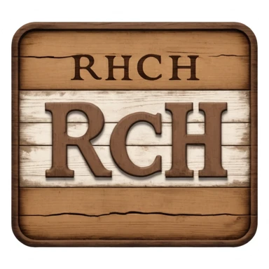 a sign with only the word "RCH" written on it in capital letters sticker