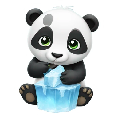 Panda eating ice cr sticker