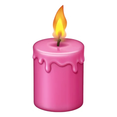 Draw a pink candle with a flame on it at an angle of 5 degrees from the horizontal. sticker