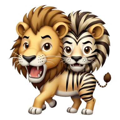 A lion attacking zebra  sticker