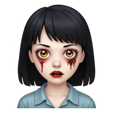 zombie feminina com cabelo preto e franja sticker