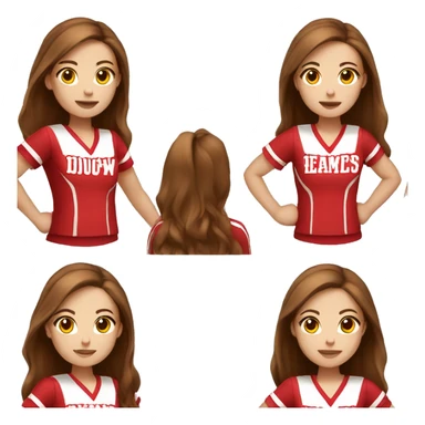 cheerleader red uniform long brown hair  sticker