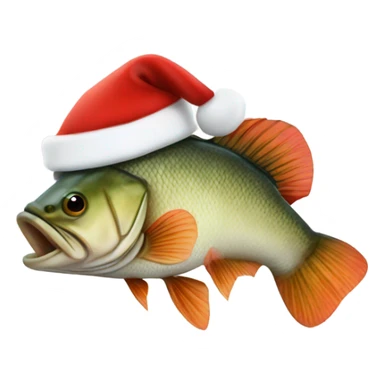 A bass with a Santa clause hat sticker