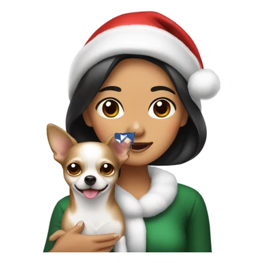 Christmas Filipino lady with Christmas black and white chihuahua  sticker