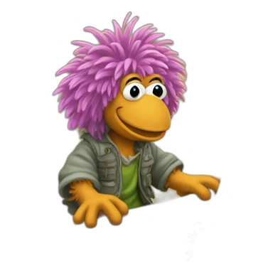 fraggle software engineer typing code on laptop sticker