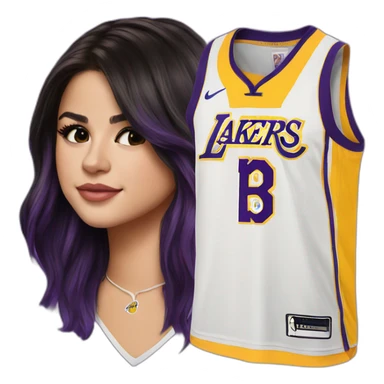 selena gomez with lakers jersey sticker