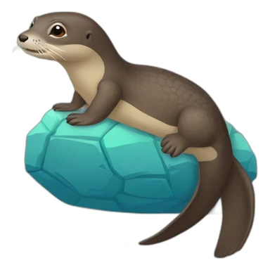 Une loutre sur une tortue sticker