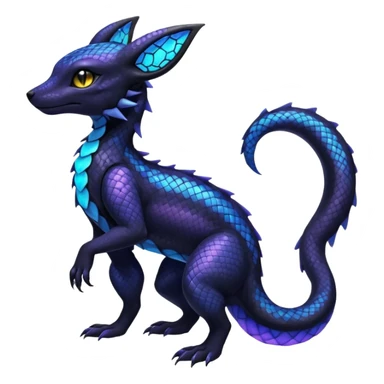 Shiny beautiful gorgeous ethereal Scaley Exotic Salandit-Umbreon-Fakémon-hybrid-creature (full body) sticker
