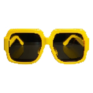 Funky 70s sunglasses with large square frames and yellow lenses sticker