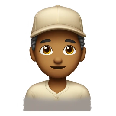 pensive face with drolling and baseball hat praying hands, eyes closed normal and wearing normal hawain shirt beige skin and not old sticker