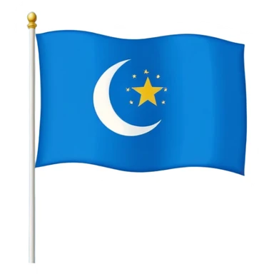 East Turkestan flag with blue field, white crescent and star, minimal style sticker