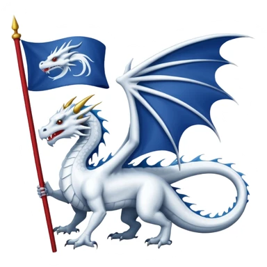 Create a flag with a red background and a white dragon like the red dragon of the welsh flag sticker