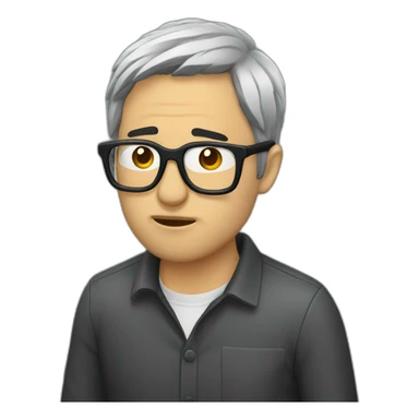 Vomiting designer with black hair and glasses sticker