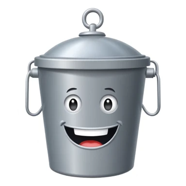 Chum Bucket restaurant from SpongeBob, gray bucket-shaped building with a sign sticker