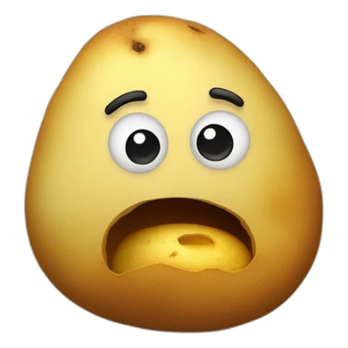 a sad potato with a piece bitten off on top sticker