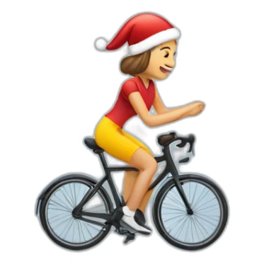 Ciclista mujer con gorro de navidad sticker