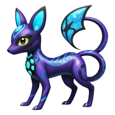 Bioluminescent Nigthly Glittery Shiny Starry Meloetta-Dewott-Salandit-Umbreon-Pokémon-Fakémon-fusion-hybrid-creature sticker