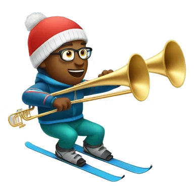 Man playing the trombone while downhill skiing sticker