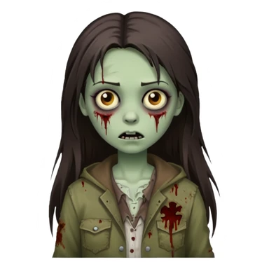 girl zombie with long dark brown straight hair sticker