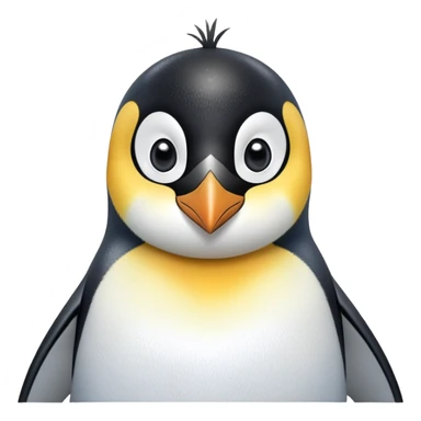 cinematic-cute-emperor-penguin-portrait-emoji,-head-tilted-playfully-and-inquisitively,-with-glossy,-pristine-plumage-accented-by-a-bright-beak-and-round,-sparkling-eyes-filled-with-curiosity,-simplified-yet-irresistibly-adorable-features zoomed into the face sticker