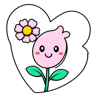 Create a heart and flower  sticker