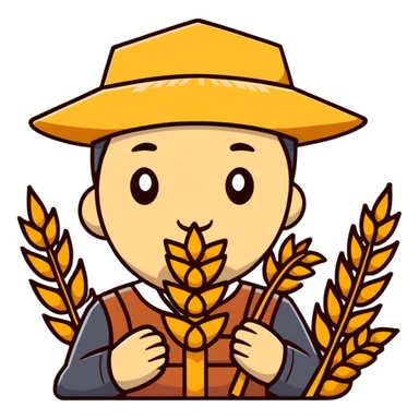rural person with wheat straw in mouth sticker