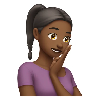 Girl tucking hair behind ear and butting her lip sticker