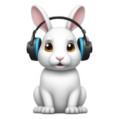 rabbit with headphones sticker