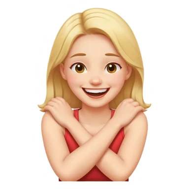Arms crossed holding neck laughing girl sticker