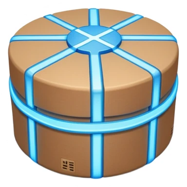 circular blue network with brown packages as nodes at intersections sticker