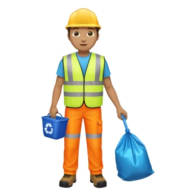 waste-management, neon safety vest, trash picker, cleaning up trash, full body sticker