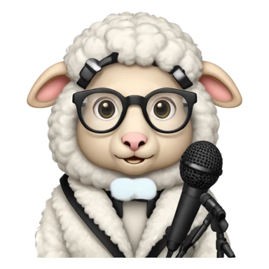 sheep with microphone and glasses sticker