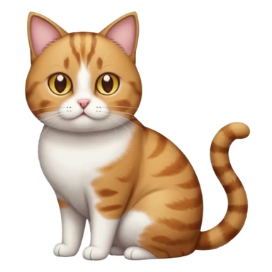 full body torbie and white cat with small head, hazel eyes, and short but chubby body sticker