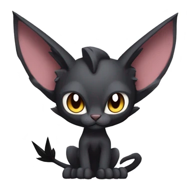 Black edgy Noivern-Litten-Sphynx-Lykoi-Caracal-cat-Fakemon with big bat ears full-body sticker