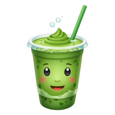 MATCHA PLASTIC CUP WITH CUBES OF ICE sticker