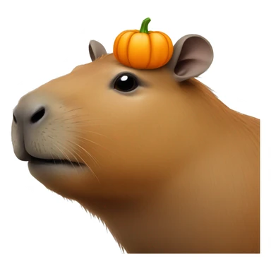Capybara with pumpkin on head sticker