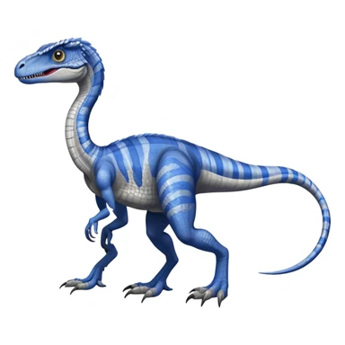 Gray velociraptor with 1 blue line on it's back 2 arms 2 legs and 1 tail sticker