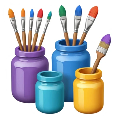 paint jars with a brush next to them sticker