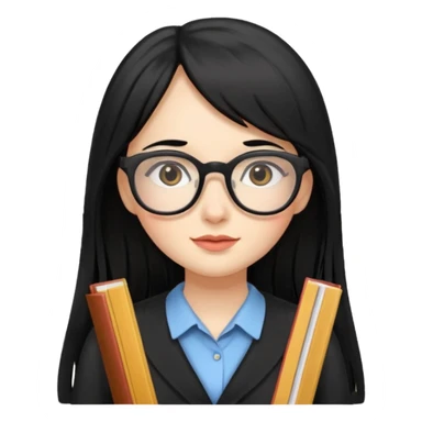 lecture girl with fringe long black color hair sticker
