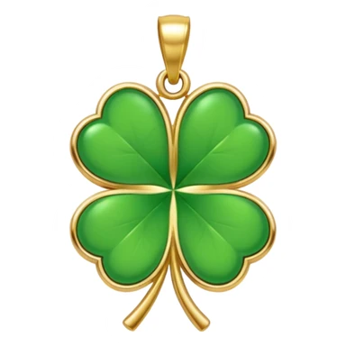 Lucky clover charm – green four-leaf clover, gold pendant sticker