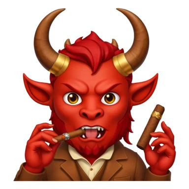 Emoji de diablo con sigarro en la boca sticker